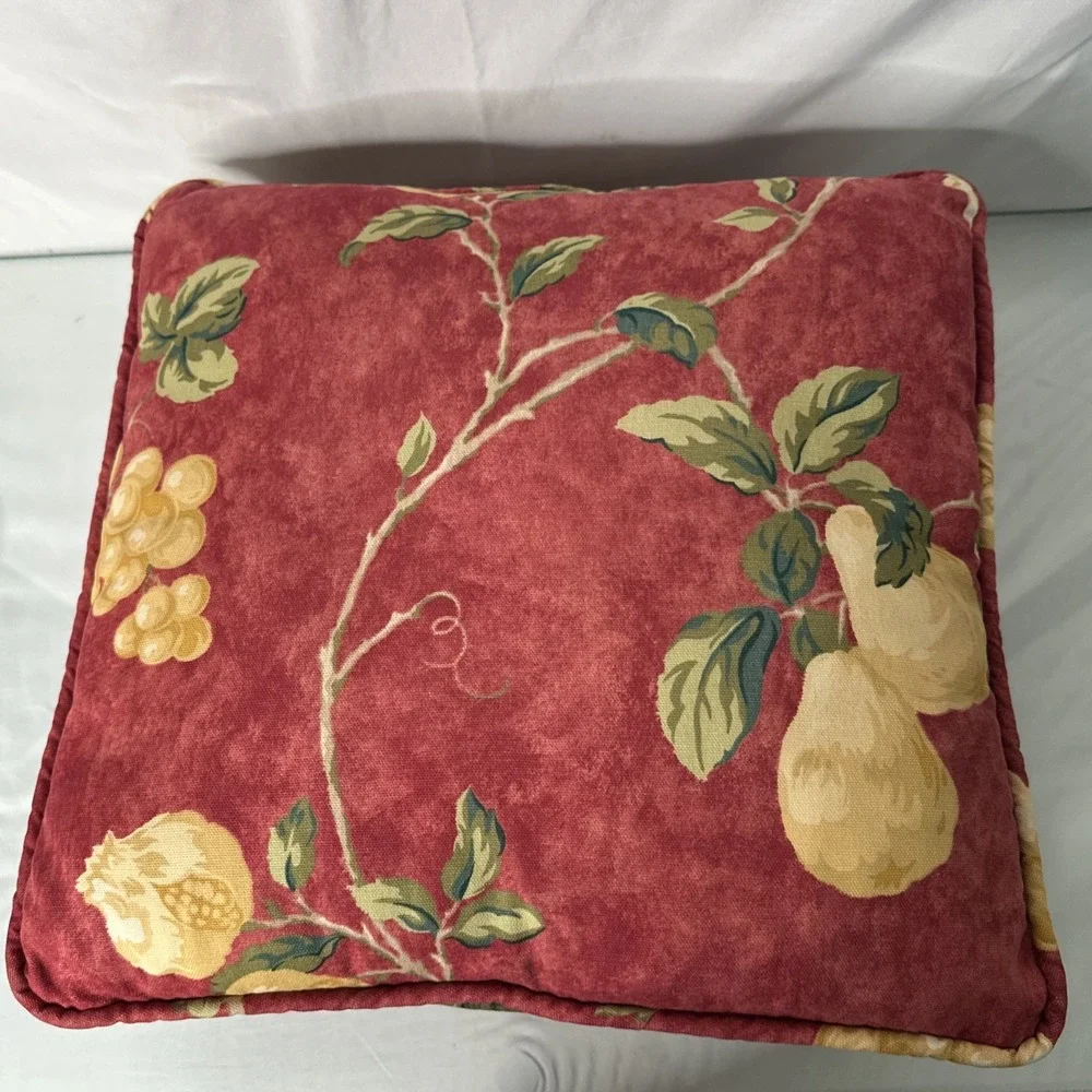 Vintage 80's-Waverly Mistral Red Yellow Fruit throw pillows 14x14x4-grandmacore